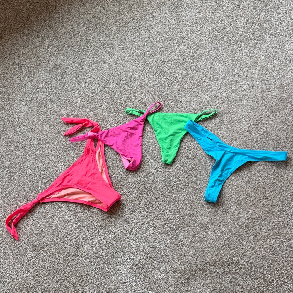 Victoria's Secret Pink, Green, and Blue Bikinis